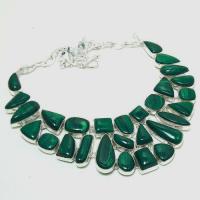 Col 068a collier parure malachite argent 925 120 g