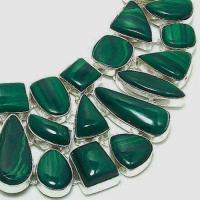 Col 068c collier parure malachite argent 925 120 g