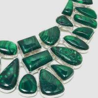 Col 069c collier parure malachite argent 925 130 gr