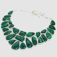 Col 069d collier parure malachite argent 925 130 gr