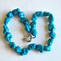 Col 071 collier turquoise bleue 15x20mm 110gr 45cm ethnique 1 