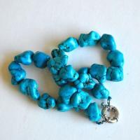 Col 071 collier turquoise bleue 15x20mm 110gr 45cm ethnique 3 