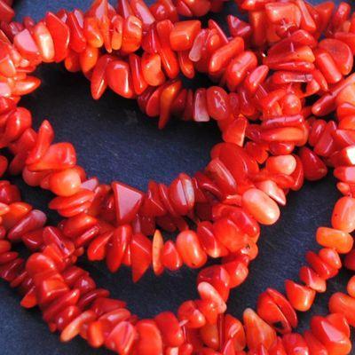 Col 082 collier sautoir corail 4x8mm 38gr vente loisirs creatifs 90cm ethnique 1