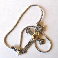 Crx 001 croix crucifix 55x80mm chaine 45cm citrine 10x15mm 38gr argent ethnique 2