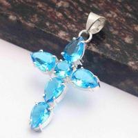 Crx 013 croix pendentif crucufix 8gr 25x35mm topaze bleue bijoux achat vente argent 925 2 