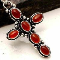 Crx 014 croix crucifix pendentif pendant 25x35mm 7gr cornaline argent 925 vente achat 1