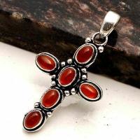 Crx 014 croix crucifix pendentif pendant 25x35mm 7gr cornaline argent 925 vente achat 2