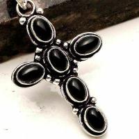 Crx 015 croix crucifix pendentif pendant 25x35mm 7gr onyx noir argent 925 vente achat 1