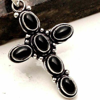 Crx 015 croix crucifix pendentif pendant 25x35mm 7gr onyx noir argent 925 vente achat 1