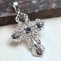 Crx 017 croix crucifix pendentif pendant topaze bleue 30x40mm 10gr argent 925 3 