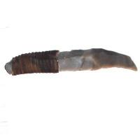 Csl 016b couteau prehistorique en silex taille 84g 180x35mm manche 70mm