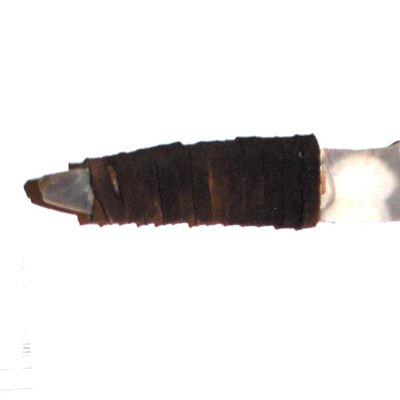 Csl 017d couteau prehistorique en silex taille 51g 180x25mm manche 70mm