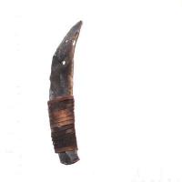 Csl 018a couteau prehistorique en silex taille 68g 170x35mm manche 70mm
