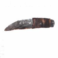 Csl 018g couteau prehistorique en silex taille 68g 170x35mm manche 70mm