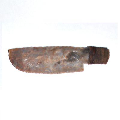 Csl 020d couteau prehistorique en silex taille 58g 125x25mm manche 30mm