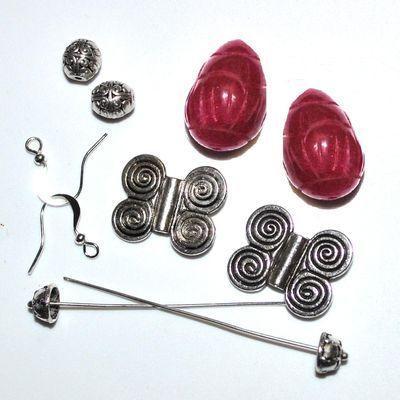 Kit 012b boucles oreilles rubis 18gr 60mm 14x20mm