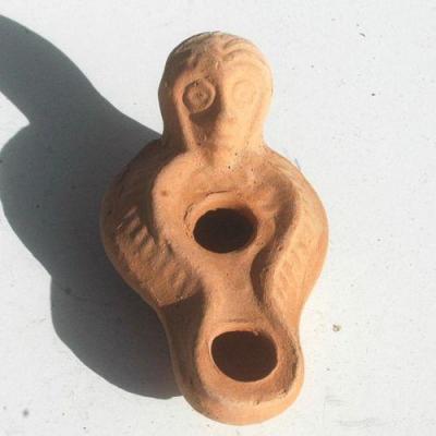 Lph 026 lampe huile copte tete 90x55x45 69gr terre cuite 1