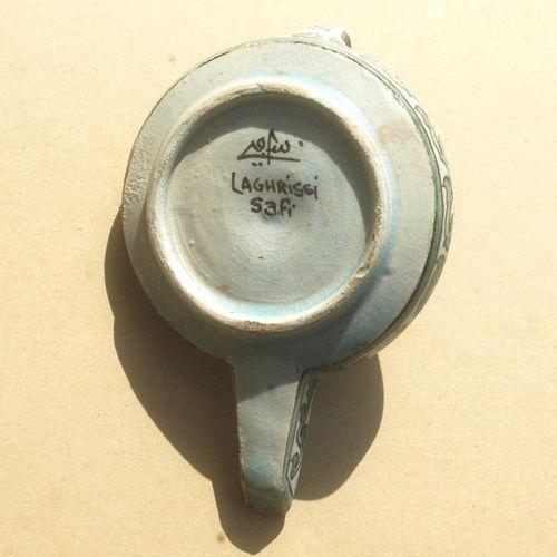 Lph 035 lampe huile maroc marocaine ceramique glacee signee laghrissi safi 98gr 120x80x40 4 