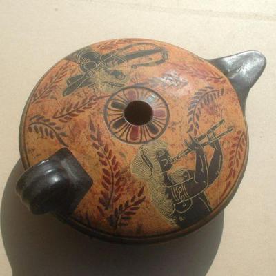 Lph 036 lampe a huile hellenistique grecque peint polychrome 500gr 200x160x70 1