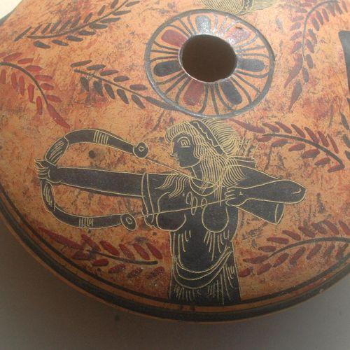 Lph 036 lampe a huile hellenistique grecque peint polychrome 500gr 200x160x70 4 