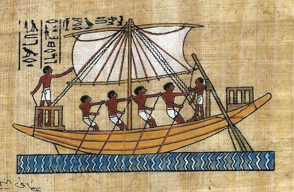 Papy 002a bateau egyptien du moyen empire tombe de sennefer peinture sur papyrus