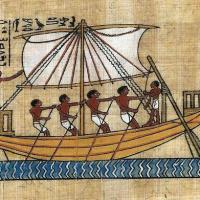 Papy 002a bateau egyptien du moyen empire tombe de sennefer peinture sur papyrus