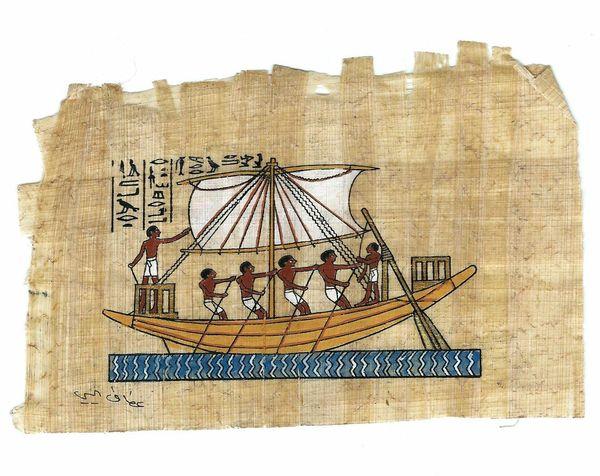 Papy 002b bateau egyptien du moyen empire tombe de sennefer peinture sur papyrus