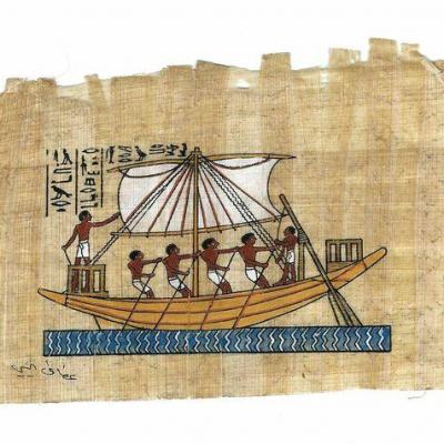 Papy 002a bateau egyptien du moyen empire tombe de sennefer peinture sur papyrus