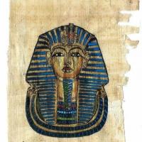 Papy 003b masque funeraire or tombe de toutankamon peinture sur papyrus 1