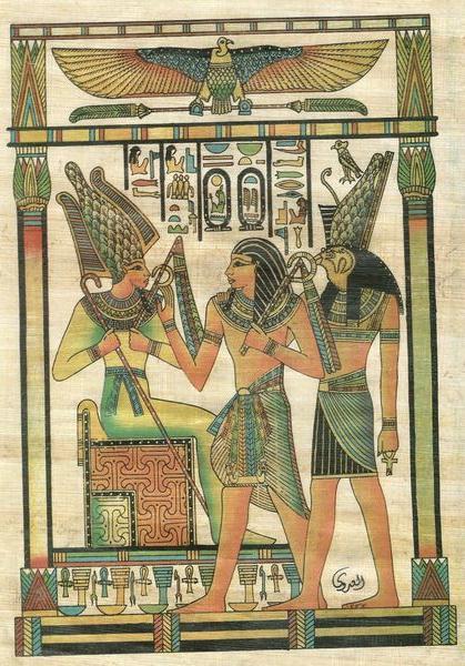 Papy 004a dieu horus et hamon ra peinture sur papyrus