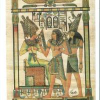 Papy 004b dieu horus et hamon ra peinture sur papyrus