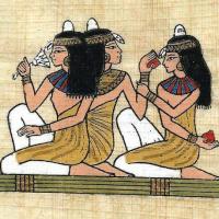 Papy 006a femmes egyptienns a la coiffure peinture sur papyrus