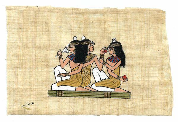 Papy 006b femmes egyptienns a la coiffure peinture sur papyrus