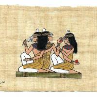 Papy 006b femmes egyptienns a la coiffure peinture sur papyrus