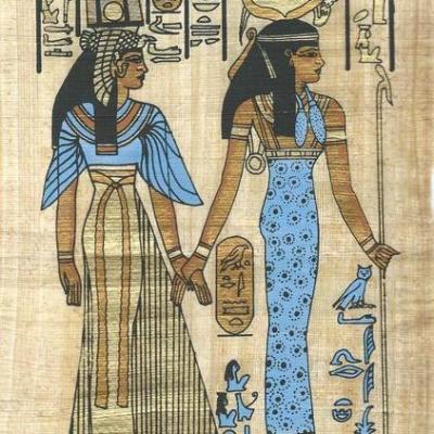 Papy 008a deesse isis mene la reine d egypte nefertari peinture sur papyrus