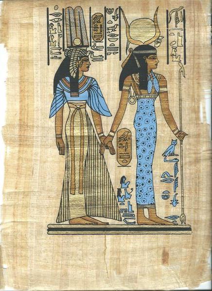 Papy 008b deesse isis mene la reine d egypte nefertari peinture sur papyrus