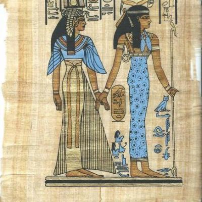 Papy 008a deesse isis mene la reine d egypte nefertari peinture sur papyrus