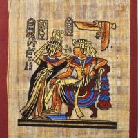 Papy 015 pharaon et sa reine peinture sur papyrus 1 1