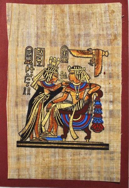 Papy 015 pharaon et sa reine peinture sur papyrus 1 