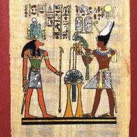 Papy 017b pharaon et dieu chacal anubis ancienne egype peinture sur papyrus