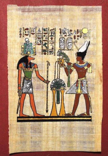 Papy 017b pharaon et dieu chacal anubis ancienne egype peinture sur papyrus