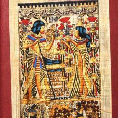 Papy 018b offrande de fleurs ancienne egype peinture sur papyrus