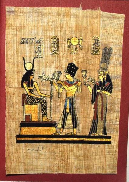 Papy 019b offrande pharaon a isis ancienne egype peinture sur papyrus
