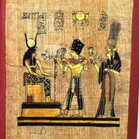 Papy 019b offrande pharaon a isis ancienne egype peinture sur papyrus