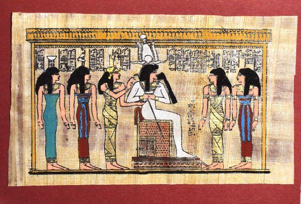 Papy 021b pharaon et femmes egyptiennes ancienne egype peinture sur papyrus