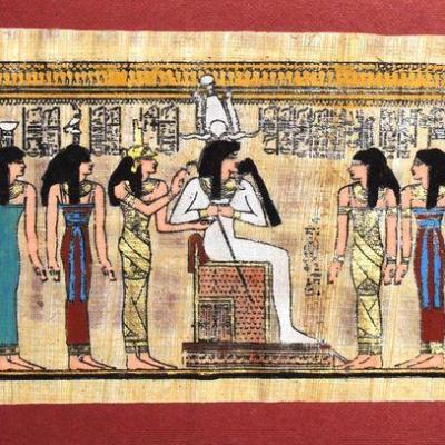 Papy 021b pharaon et femmes egyptiennes ancienne egype peinture sur papyrus