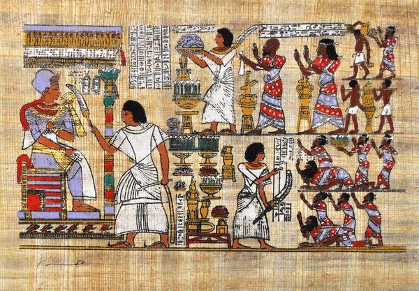 Papy 025a vie quotidienne dans l ancienne gypte peinture sur papyrus
