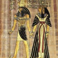 Papy 028a dieu horus et nefertari mythologie egyptienne ancienne egype peinture sur papyrus