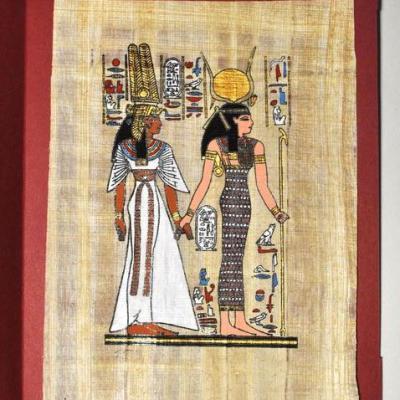 Papy 029b deesse isis et nefertaris mythologie egyptienne ancienne egype peinture sur papyrus