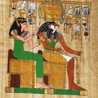 Papy 030a dieu horus et deesse hathor mythologie egyptienne ancienne egype peinture sur papyrus